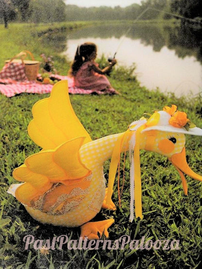 Vintage Sewing Pattern 24" Gingham Fabric Country Goose Soft Sculpture Doll PDF Instant Digital Download Soft Quilted Applique Toy