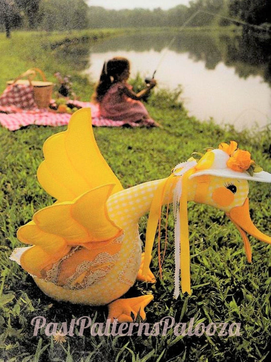 Vintage Sewing Pattern 24" Gingham Fabric Country Goose Soft Sculpture Doll PDF Instant Digital Download Soft Quilted Applique Toy