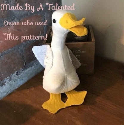 Vintage Sewing Pattern 24" Gingham Fabric Country Goose Soft Sculpture Doll PDF Instant Digital Download Soft Quilted Applique Toy