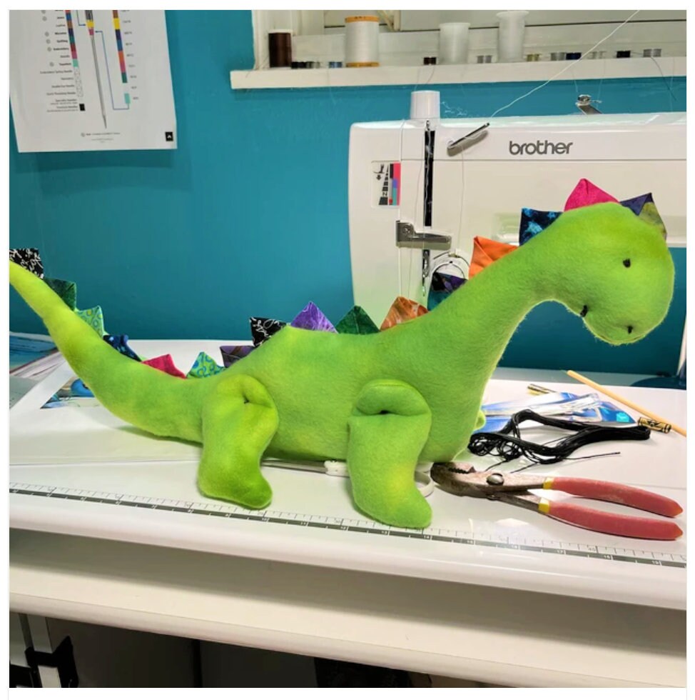 Vintage Sewing Pattern 17" Fabric Stegosaurus Dinosaur Soft Sculpture Toy Doll PDF Instant Digital Download