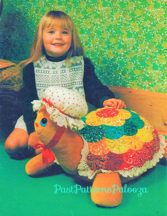 Vintage Sewing Pattern Large 24" Soft Sculpture Turtle Soft Toy Doll or Play Cushion PDF Instant Digital Download Fabric Mrs Tortoise Pillow