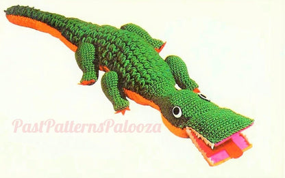 Vintage Crochet Pattern Large 39" Alligator Crocodile Amigurumi Soft Toy Doll PDF Instant Digital Download Huge Jumbo Stuffed Croc 10 Ply
