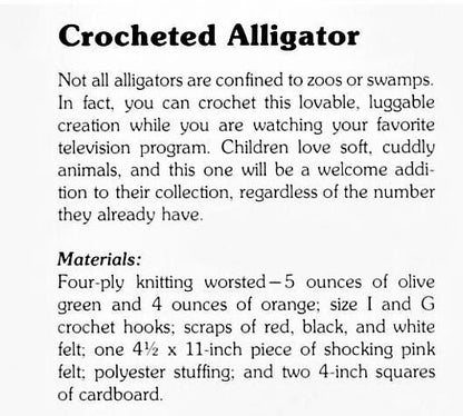 Vintage Crochet Pattern Large 39" Alligator Crocodile Amigurumi Soft Toy Doll PDF Instant Digital Download Huge Jumbo Stuffed Croc 10 Ply