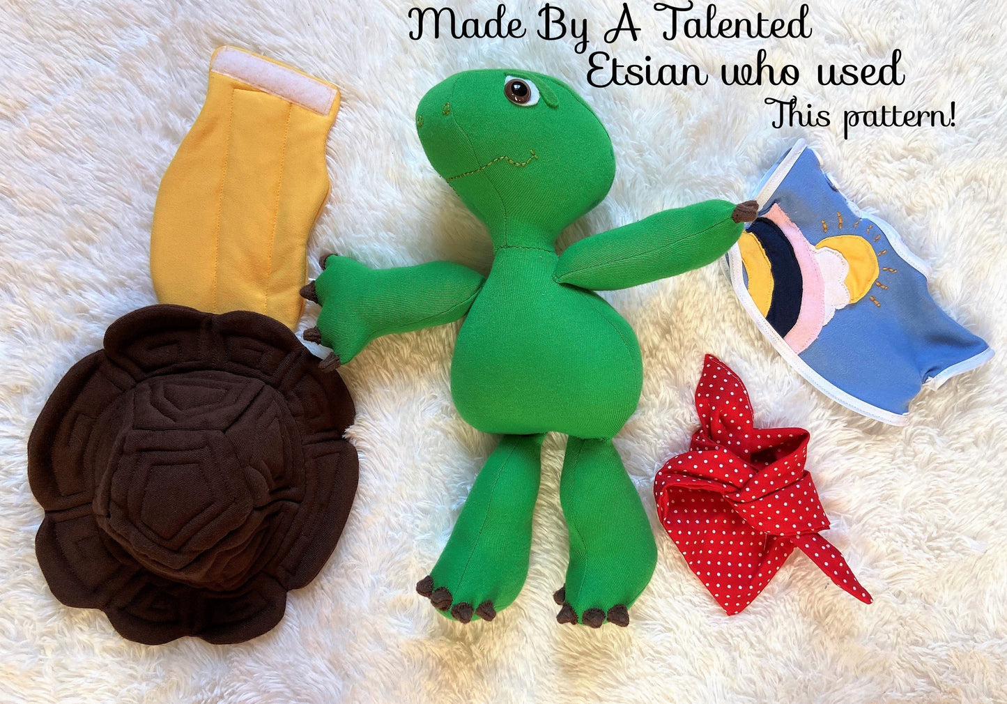 Vintage Sewing Pattern 13" Franklin the Turtle Doll PDF Instant Digital Download Plush Fabric Soft Toy