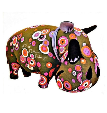 Vintage Sewing Pattern 30" Heloise Hippo Groovy Mod Soft Toy Doll Cotton Print Fabric PDF Instant Digital Download Sewn Funky Stuffed Animal