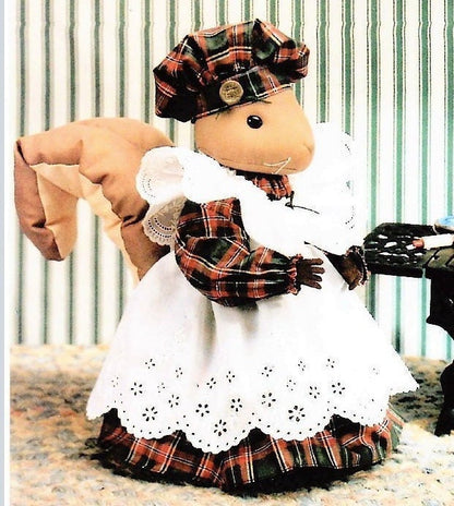 Vintage Sewing Pattern 10" Old Fashioned Lady Squirrel Soft Sculpture Toy Doll and Clothes PDF Instant Digital Download Full Sized Pattern