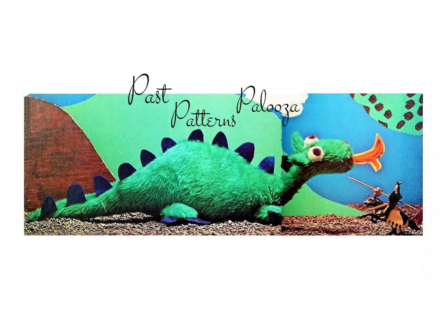 Vintage Sewing Pattern 22" Plush Furry Dragon Soft Toy PDF Instant Digital Download Sewn Faux Fur Fabric Stuffed Medieval Animal Doll