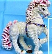Vintage Crochet Pattern 15" Christmas Carousel Horse Soft Toy Doll PDF Instant Digital Download Plush Merry Go Round Horse Amigurumi 4 Ply