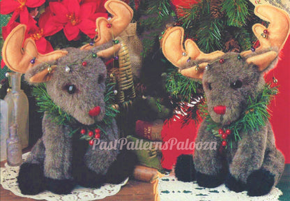 Vintage Sewing Pattern 14" Christmas Rudolph Reindeer Plush Doll PDF Instant Digital Download Sewn Soft Toy Faux Fur