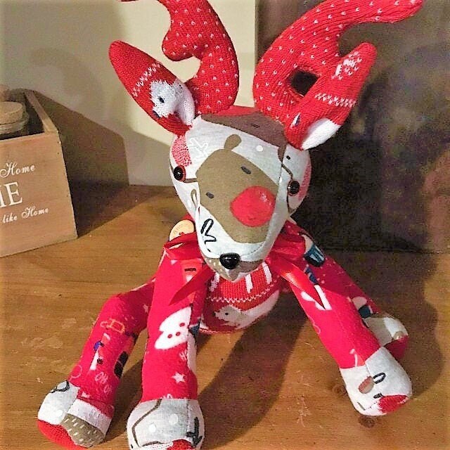 Vintage Sewing Pattern 14" Christmas Rudolph Reindeer Plush Doll PDF Instant Digital Download Sewn Soft Toy Faux Fur