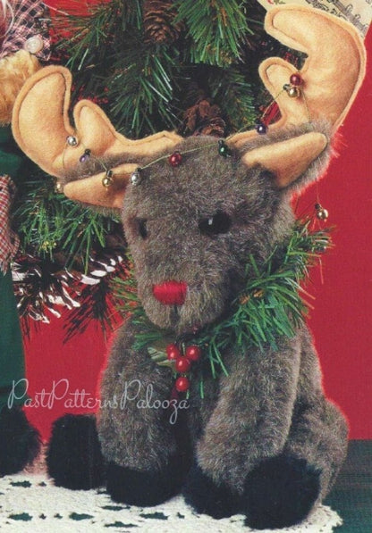 Vintage Sewing Pattern 14" Christmas Rudolph Reindeer Plush Doll PDF Instant Digital Download Sewn Soft Toy Faux Fur