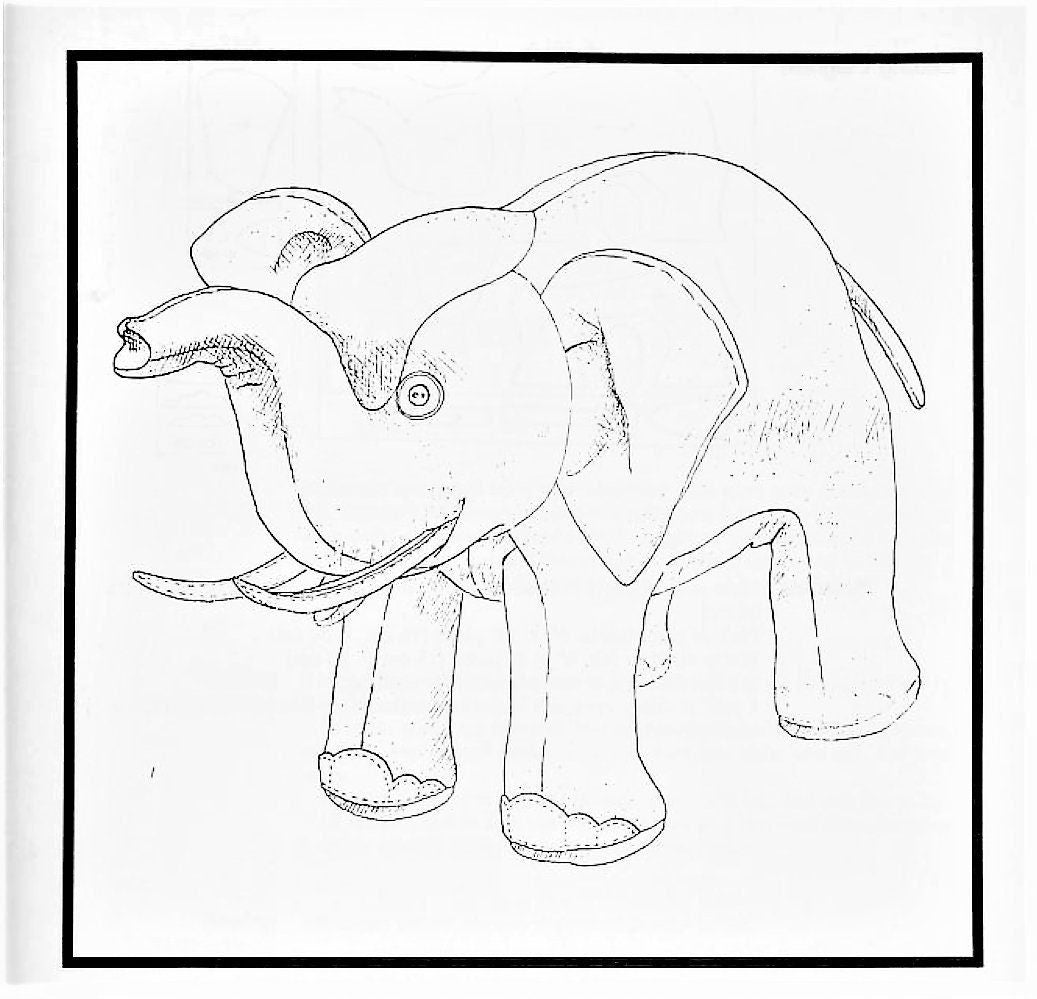 Vintage Sewing Pattern 20" Elephant Doll Fabric Soft Sculpture Plush Toy PDF Instant Digital Download Realistic Jungle Zoo Safari Animal