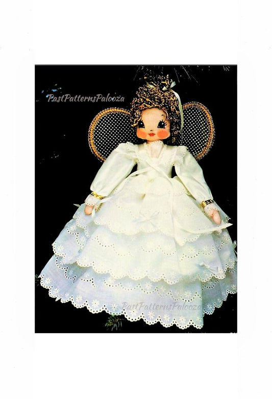 Vintage Sewing Pattern Christmas Treetop Angel Doll PDF Instant Digital Download Eyelet Fabric Ruffle Dress Pretty Girl Angel Tree Topper