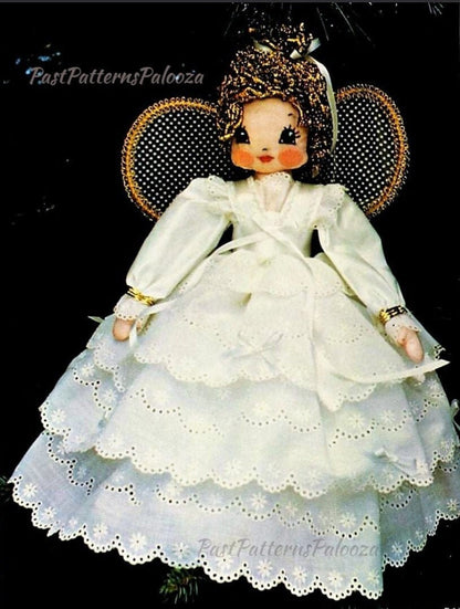 Vintage Sewing Pattern Christmas Treetop Angel Doll PDF Instant Digital Download Eyelet Fabric Ruffle Dress Pretty Girl Angel Tree Topper