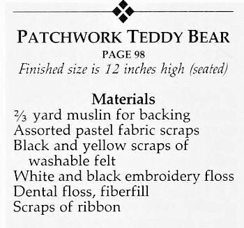 Vintage Sewing Pattern 12" Pastel Patchwork Fabric Teddy Bear PDF Instant Digital Download Soft Stuffed Non Jointed Toy Babys First Bear