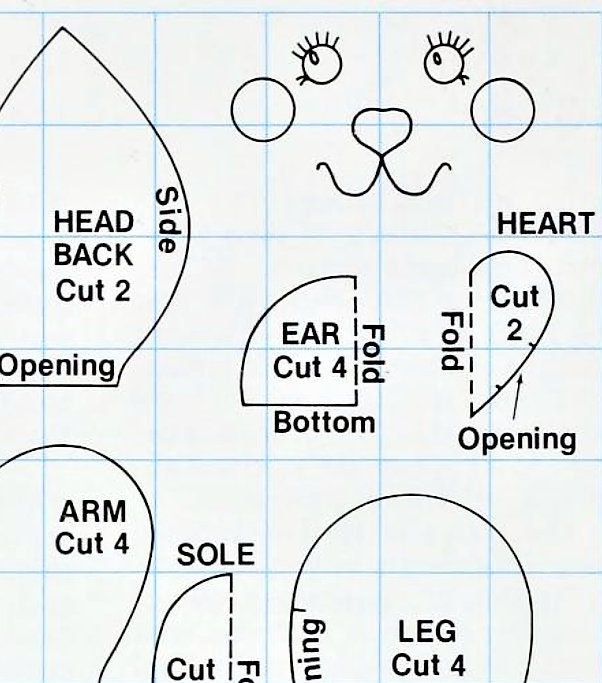 Vintage Sewing Pattern 12" Pastel Patchwork Fabric Teddy Bear PDF Instant Digital Download Soft Stuffed Non Jointed Toy Babys First Bear