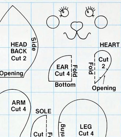 Vintage Sewing Pattern 12" Pastel Patchwork Fabric Teddy Bear PDF Instant Digital Download Soft Stuffed Non Jointed Toy Babys First Bear