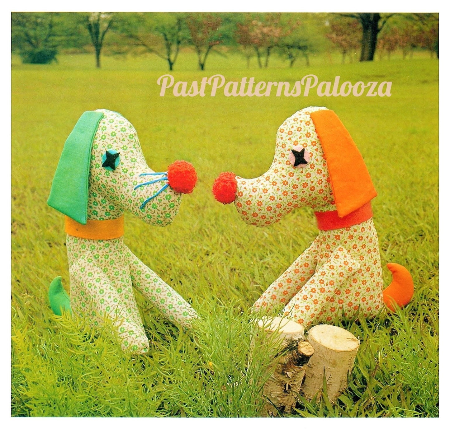 Vintage Sewing Pattern 9" Cotton Print Puppy Dog Soft Fabric Toy PDF Instant Digital Download Sewn Retro Boy and Girl Dog Stuffed Animals