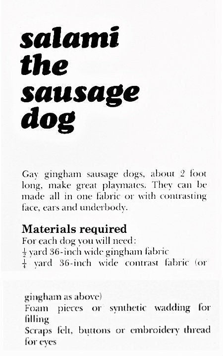Vintage Sewing Pattern 24" Gingham Fabric Dachshund Dog Soft Toys PDF Instant Digital Download Stuffed Wiener Sausage Dogs