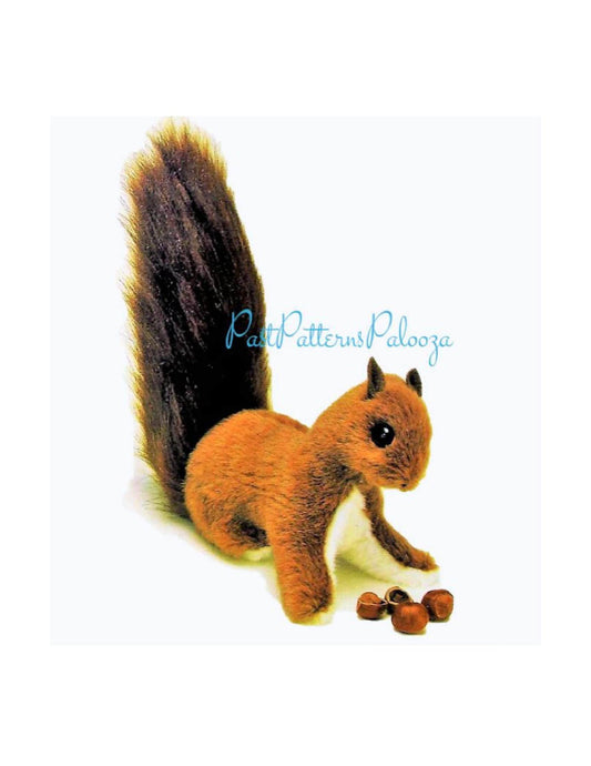 Vintage Sewing Pattern 11" Red Squirrel Faux Fur Fabric Soft Sculpture Plush Toy PDF Instant Digital Download Stuffed Realistic Rodent