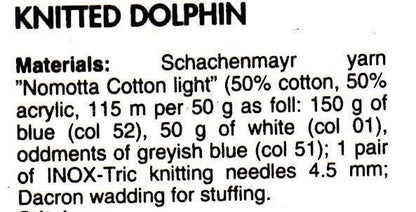 Vintage Knitting Pattern Large Blue Dolphin Orca Whale Stuffed Soft Toy PDF Instant Digital Download Knitted Plush Marine Animal 8 Ply