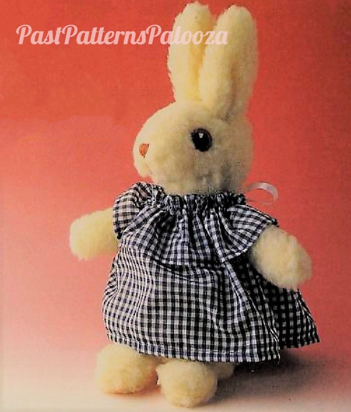 Vintage Sewing Pattern 15" Girl Bunny Mrs Cottontail Rabbit Faux Fur Fabric Soft Sculpture Plush PDF Instant Digital Download Stuffed Toy
