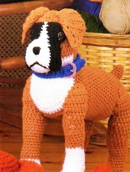 Vintage Crochet Pattern Boxer Dog PDF Instant Digital Download Purebred Puppy Dog Amigurumi Plush Stuffed Soft Toy 14" 10 Ply
