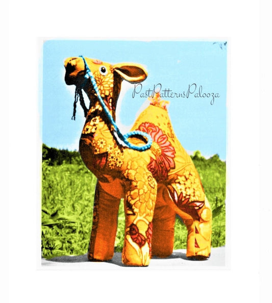 Vintage Sewing Pattern 16" Cotton Print Camel Soft Fabric Toy PDF Instant Digital Download Sewn Retro Stuffed Animal