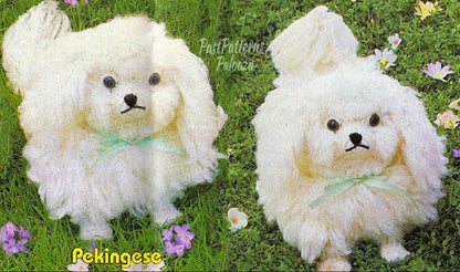 Vintage Crochet Pattern 8" Pekingese Dog PDF Instant Digital Download Purebred Puppy Amigurumi Plush Stuffed Soft Toy 10 Ply