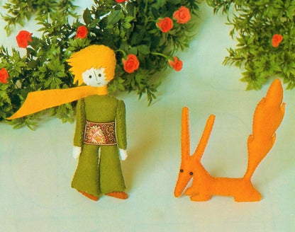 Vintage Sewing Pattern 7" The Little Prince and Fox Felt Soft Toy Doll Figures PDF Instant Digital Download