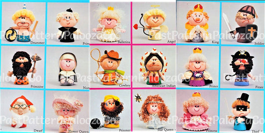 Vintage Sewing Pattern 5" Adorable Felt Soft Doll Figures Set of 18 Different Characters PDF Instant Digital Download Kitsch Small Dolls