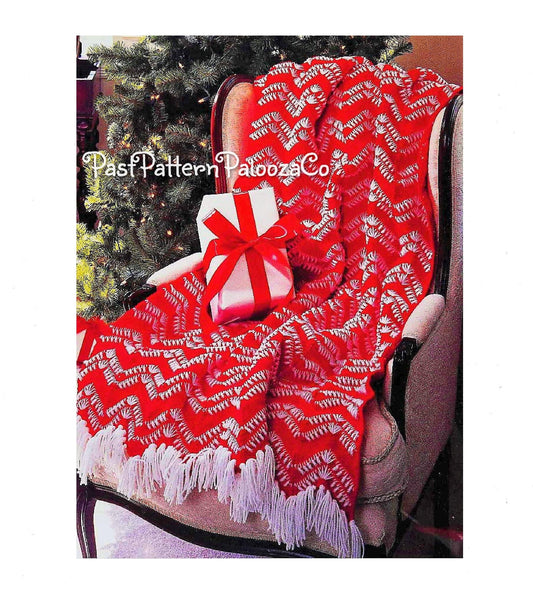 Vintage Crochet Pattern Christmas Candy Cane Ripple Afghan Pattern PDF Instant Digital Download Holiday Peppermint Throw Blanket 10 Ply