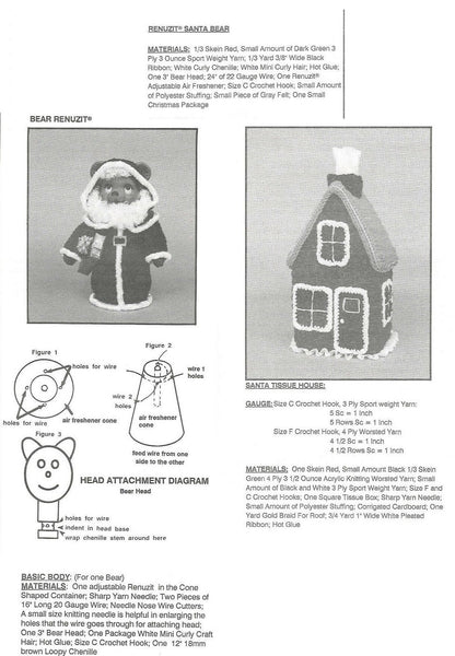 Vintage Crochet Pattern Christmas Bathroom Santa Claus Set Toilet Lid Chimney Tank Bear Tissue Cover PDF Instant Digital Download
