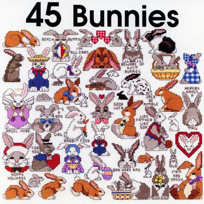 Vintage Cross Stitch Patterns Mini Bunny Rabbit Motifs PDF Instant Digital Download Embroidery 45 Bunnies Designs A1