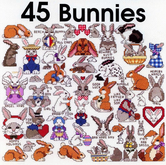 Vintage Cross Stitch Patterns Mini Bunny Rabbit Motifs PDF Instant Digital Download Embroidery 45 Bunnies Designs A1