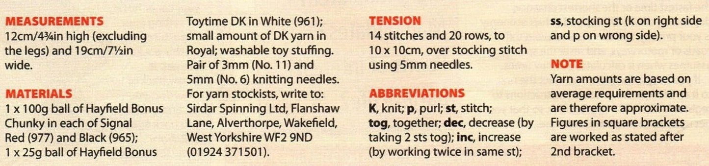 Vintage Knitting Pattern Gaston the Ladybird Ladybug PDF Instant Digital Download Ben & Hollys Little Kingdom Soft Toy Amigurumi 12 Ply