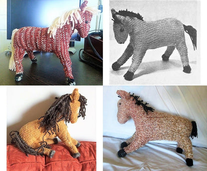 Vintage Knitting Pattern Prancing Horse Soft Plush Toy c. 1960 PDF Instant Digital Download Easy Stocking Stitch Pony Amigurumi 4 Ply