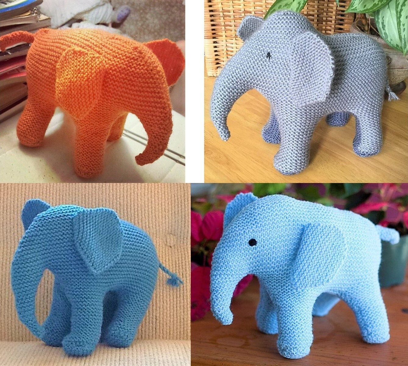 Vintage Knitting Pattern Knit Elephant Soft Plush Toy c. 1960 PDF Instant Digital Download Garter Stitch Elephant Amigurumi 4 Ply