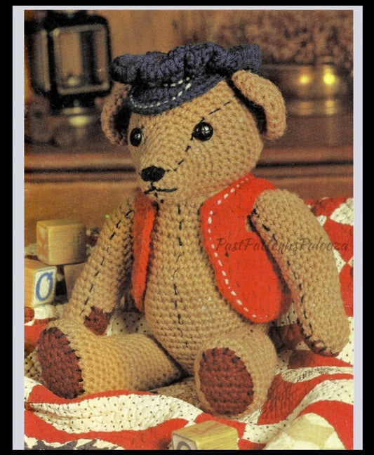 Vintage Crochet Pattern 10" Antique Teddy Bear PDF Instant Digital Download Heirloom Teddy Amigurumi Plush Stuffed Soft Toy Bear 10 Ply