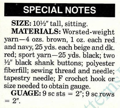 Vintage Crochet Pattern 10" Antique Teddy Bear PDF Instant Digital Download Heirloom Teddy Amigurumi Plush Stuffed Soft Toy Bear 10 Ply