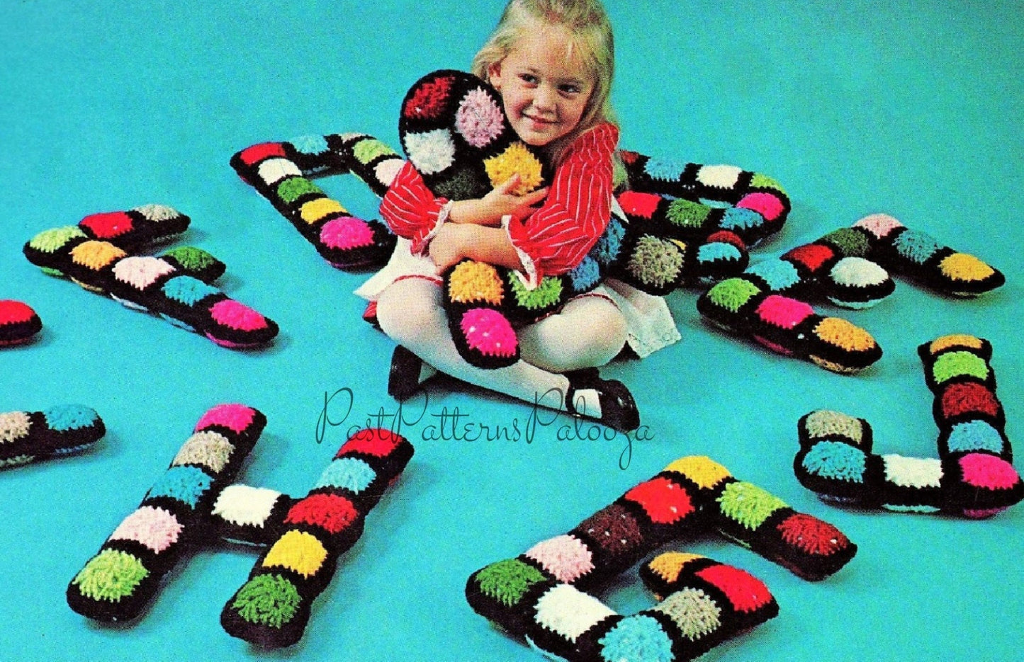 Vintage Crochet Pattern 17" Giant Alphabet Letters Toy ABCs Play Pillows PDF Instant Digital Download Retro Granny Squares