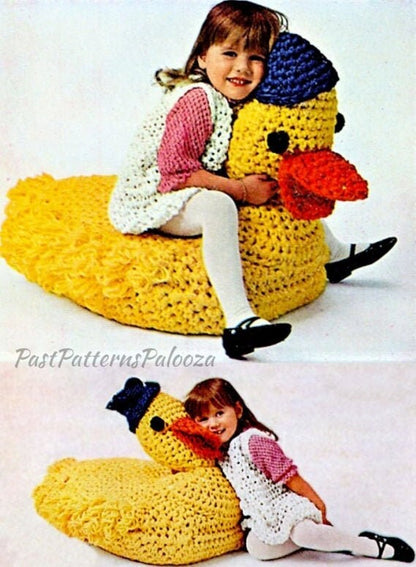 Vintage Crochet Pattern Giant Duck Soft Toy Floor TV Pillow Toddler Beanbag Play Seat PDF Instant Digital Download Amigurumi Play Cushion