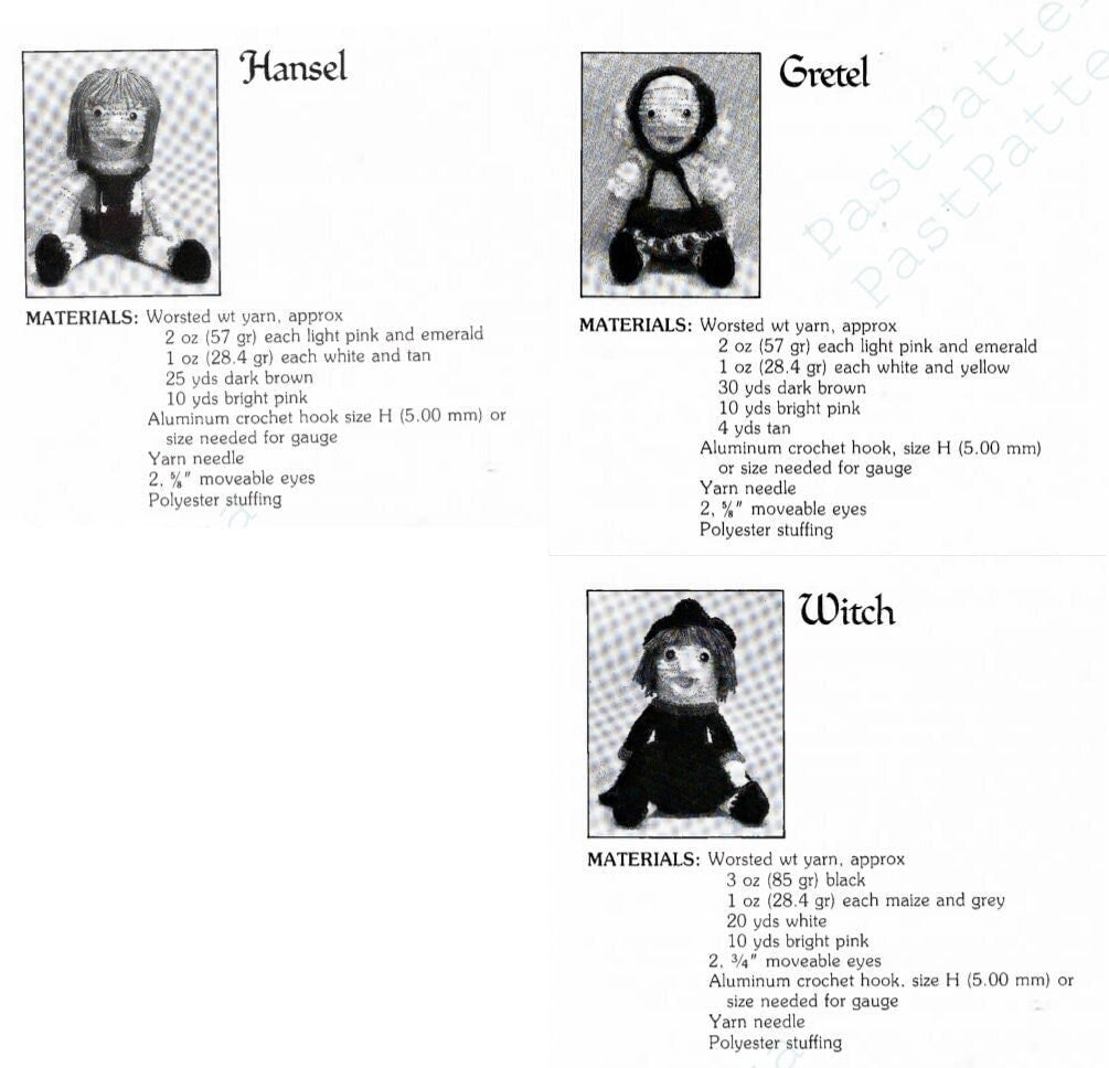 Vintage Crochet Patterns Classic Storybook Fairytale Hand Puppets PDF Instant Digital Download Full Body Puppets or Amigurumi Soft Toys