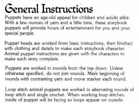 Vintage Crochet Patterns Classic Storybook Fairytale Hand Puppets PDF Instant Digital Download Full Body Puppets or Amigurumi Soft Toys