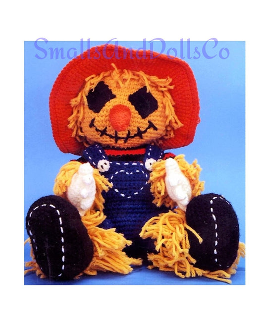 Vintage Crochet Pattern 16" Sitting Scarecrow Amigurumi Doll PDF Instant Digital Download Soft Toy Fall Autumn Holiday Doll 10 Ply
