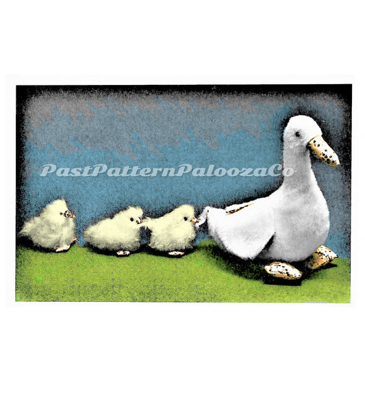 Vintage Sewing Pattern 15" Mother Duck and 4" Baby Duckings Soft Sculpture Plush Toys PDF Instant Digital Download Realistic Faux Fur Fabric