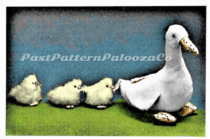 Vintage Sewing Pattern 15" Mother Duck and 4" Baby Duckings Soft Sculpture Plush Toys PDF Instant Digital Download Realistic Faux Fur Fabric