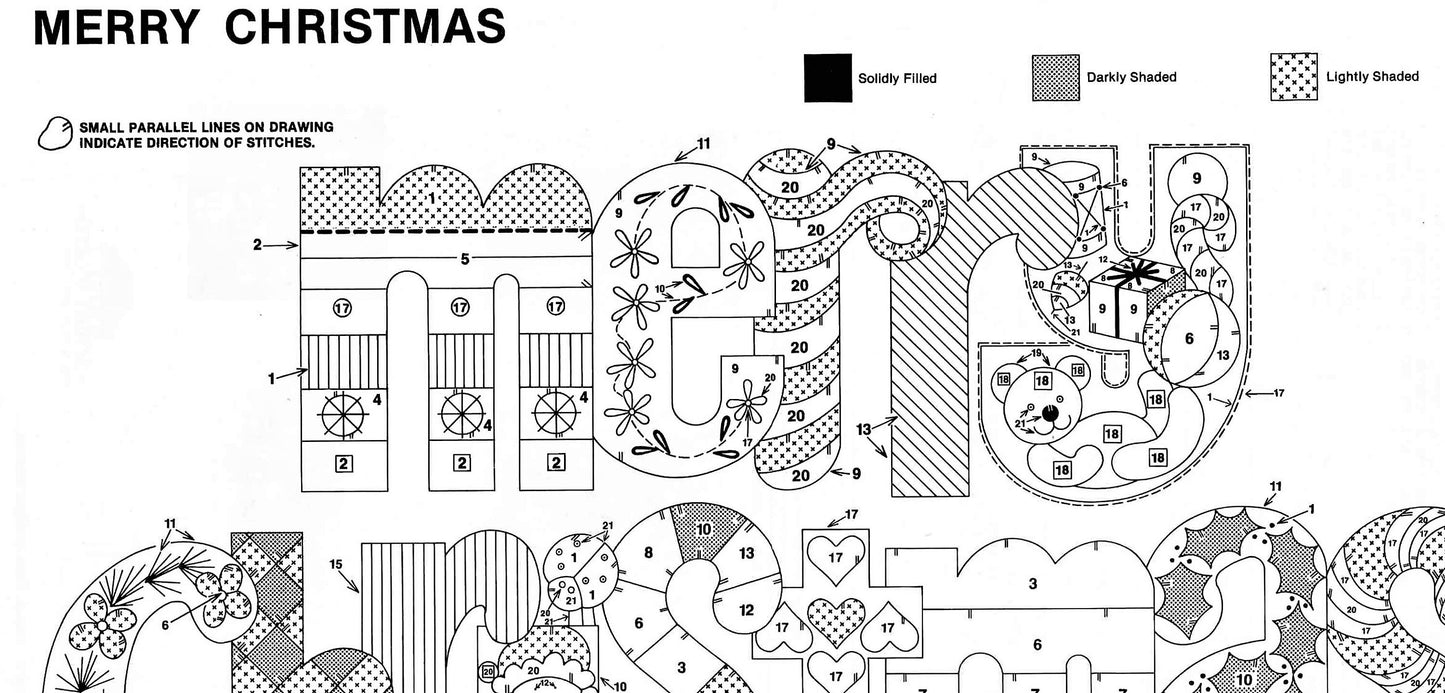 Vintage Crewel Embroidery Pattern Merry Christmas Sampler Festive Word Art Retro 1970s Design PDF Instant Download Festive Holiday Stitchery