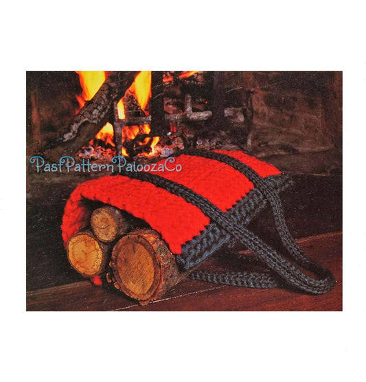 Vintage Crochet Pattern Log Carrier Fireplace Wood Holder With Handles PDF Instant Digital Download