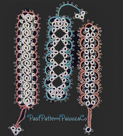 Vintage Tatting Pattern Pretty Elegant Bookmarks 3 Designs PDF Instant Digital Download Clover Leaf Rings Chains Whirls Swirls Book Marks